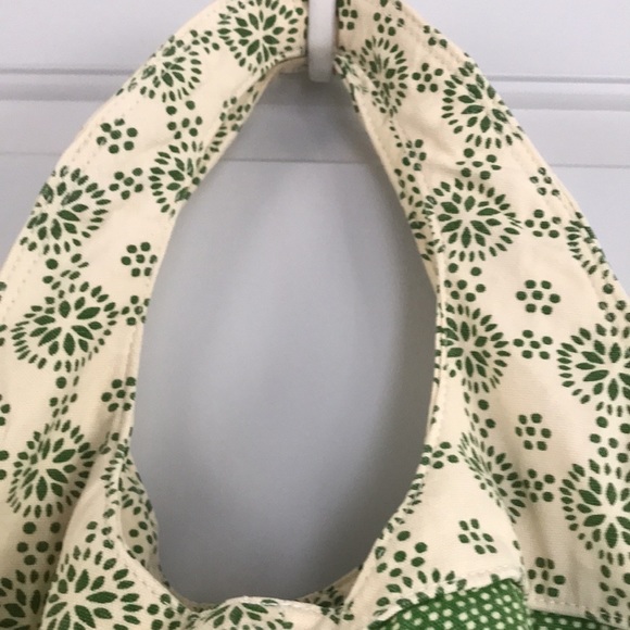 Canvas polka dot green and cream tote purse - Picture 6 of 7